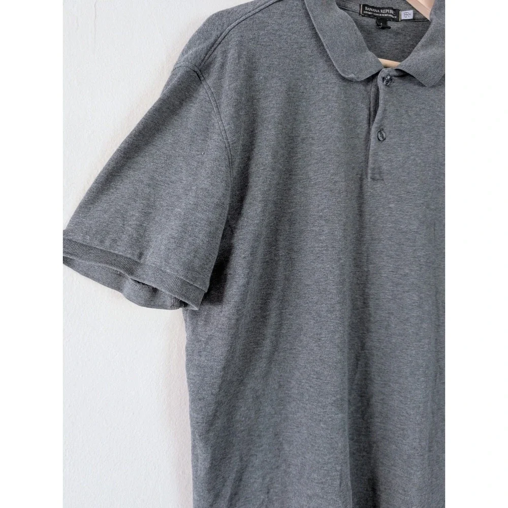 Banana Republic Luxury Touch Performance Polo Shirt Mens‎ L Grey Casual Preppy